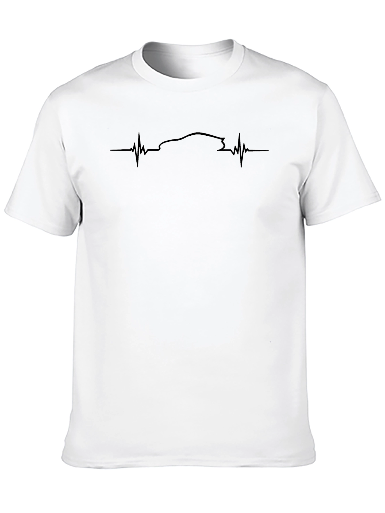 Car Heartbeat Graphic T-Shirt - Black