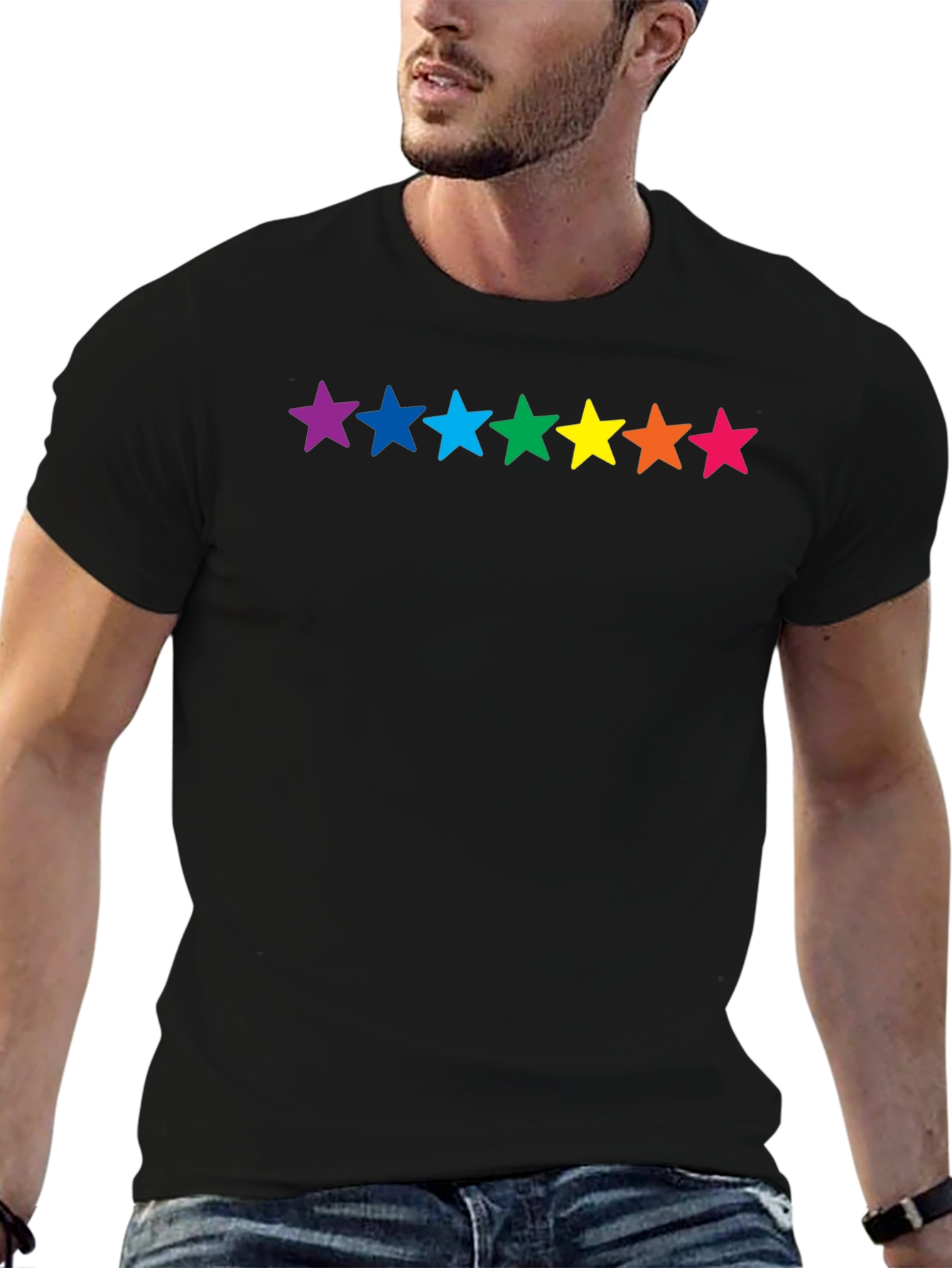 Rainbow Stars Black T-Shirt - Pride Fashion