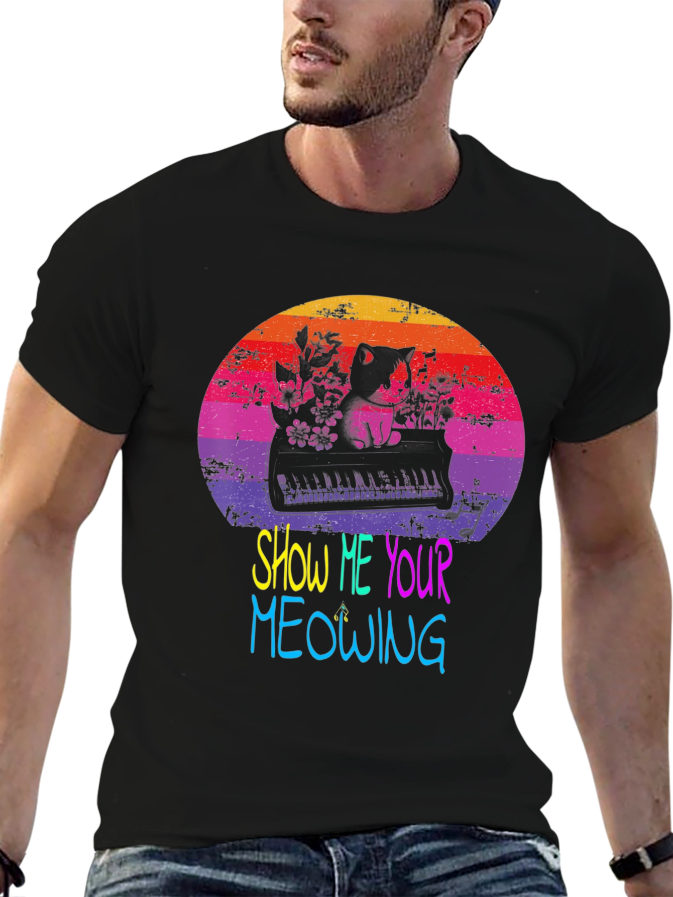 Show Me Your Meowing Cat Piano T-Shirt