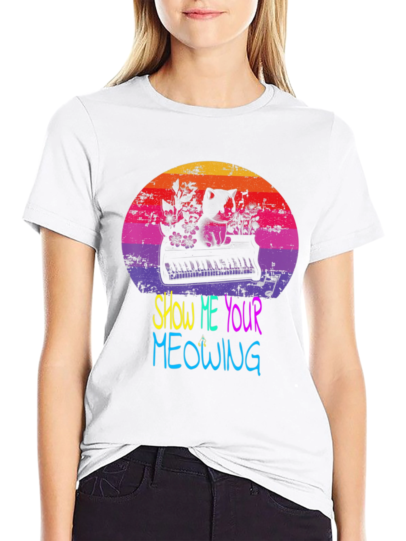 Show Me Your Meowing Cat Piano T-Shirt