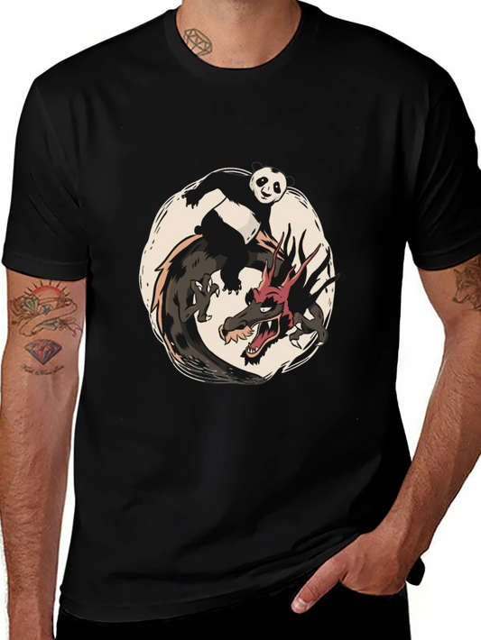 Panda and Dragon Graphic Tee - Unique Design