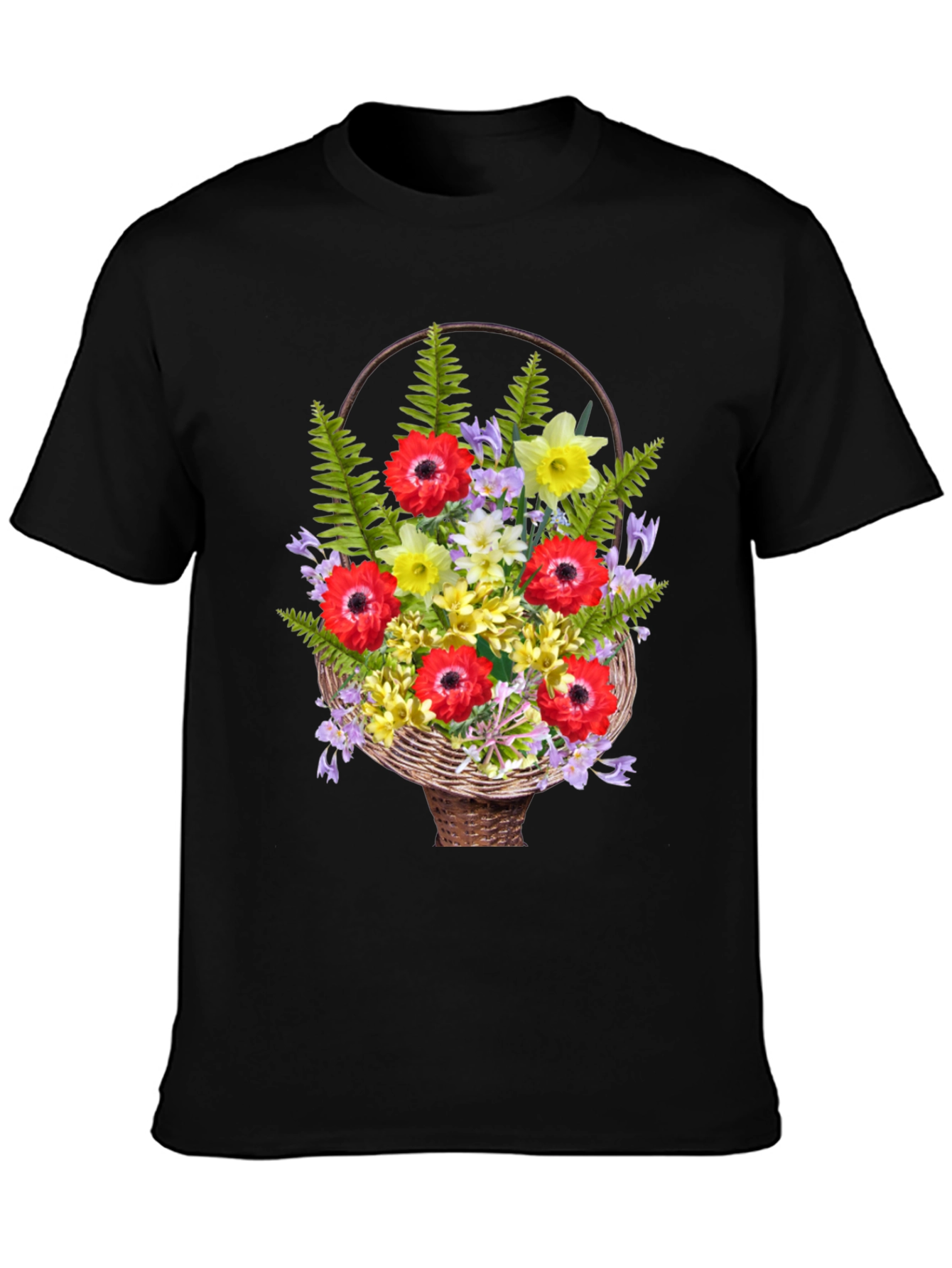 Floral Basket Graphic Tee - Stylish Casual Wear
