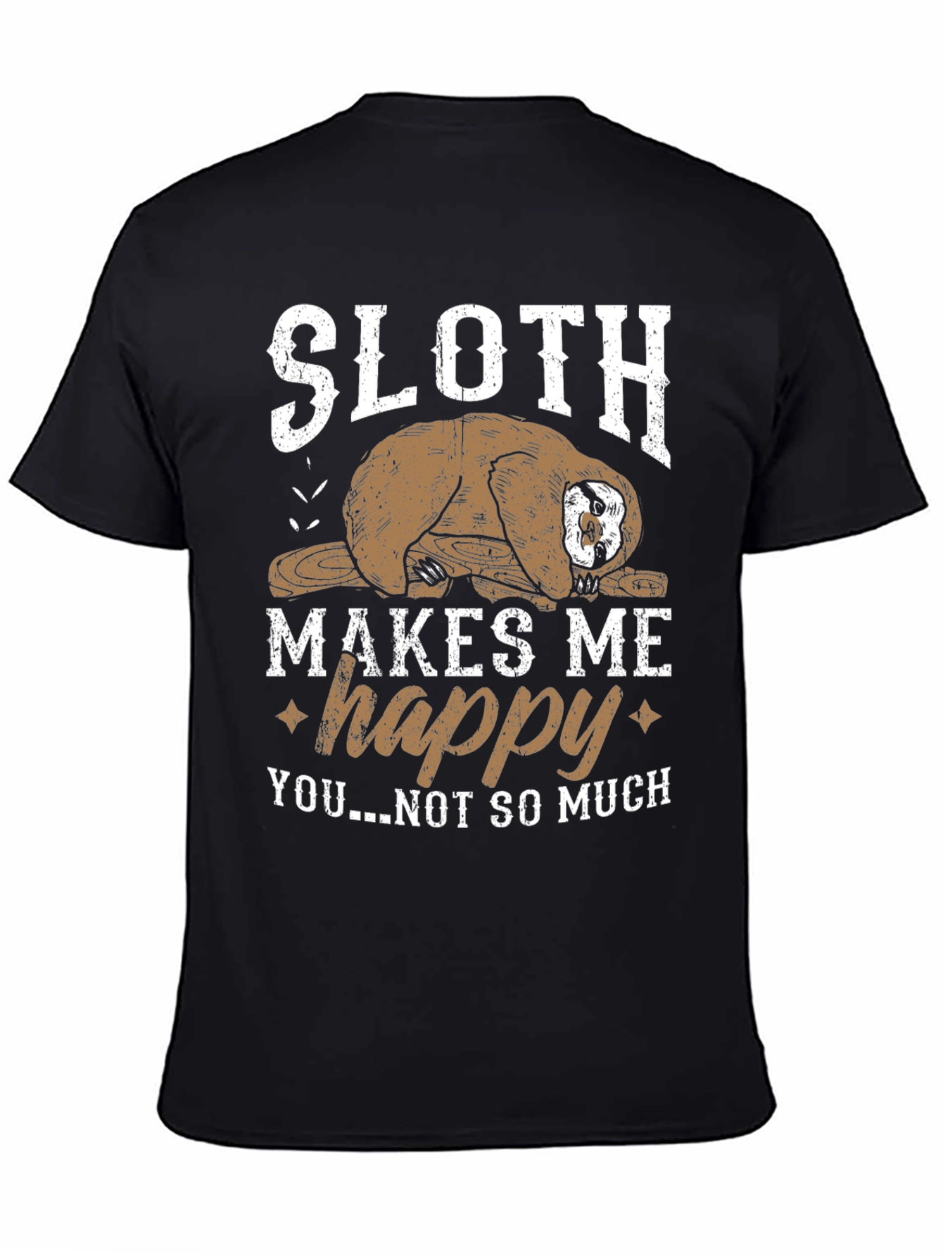 Sloth Makes Me Happy Black Graphic Tee