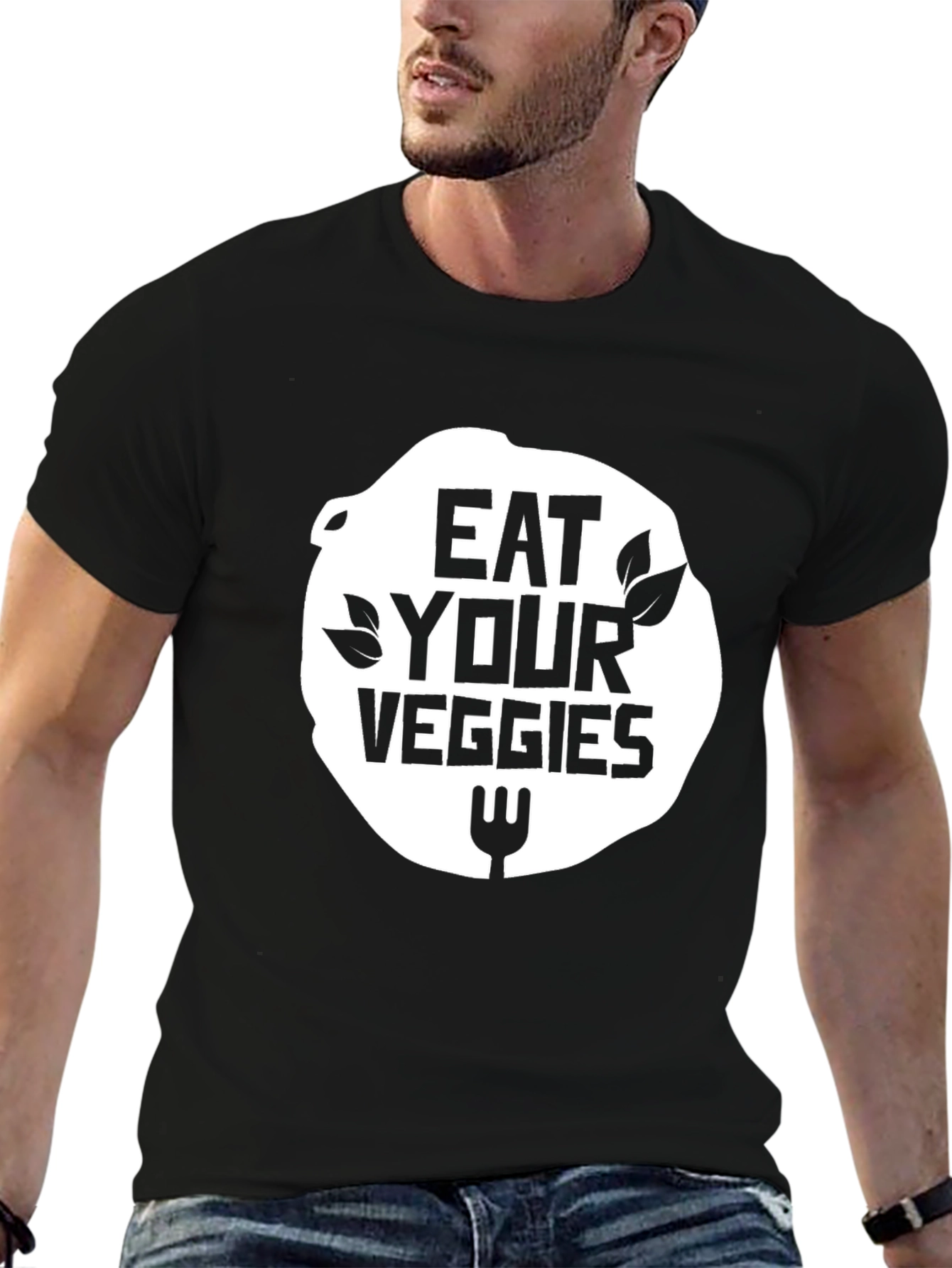Eat Your Veggies Black T-Shirt Vegan Foodie