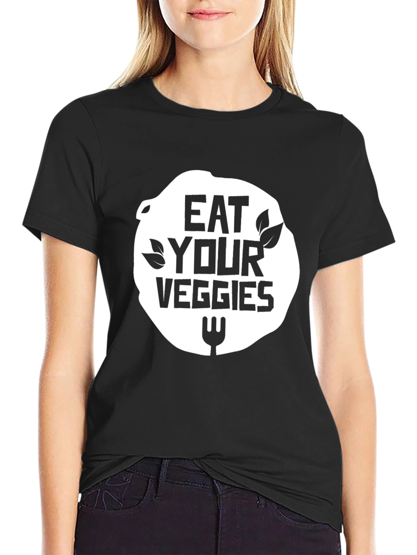 Eat Your Veggies Black T-Shirt Vegan Foodie