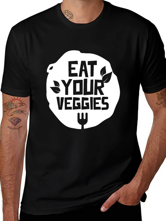 Eat Your Veggies Black T-Shirt Vegan Foodie