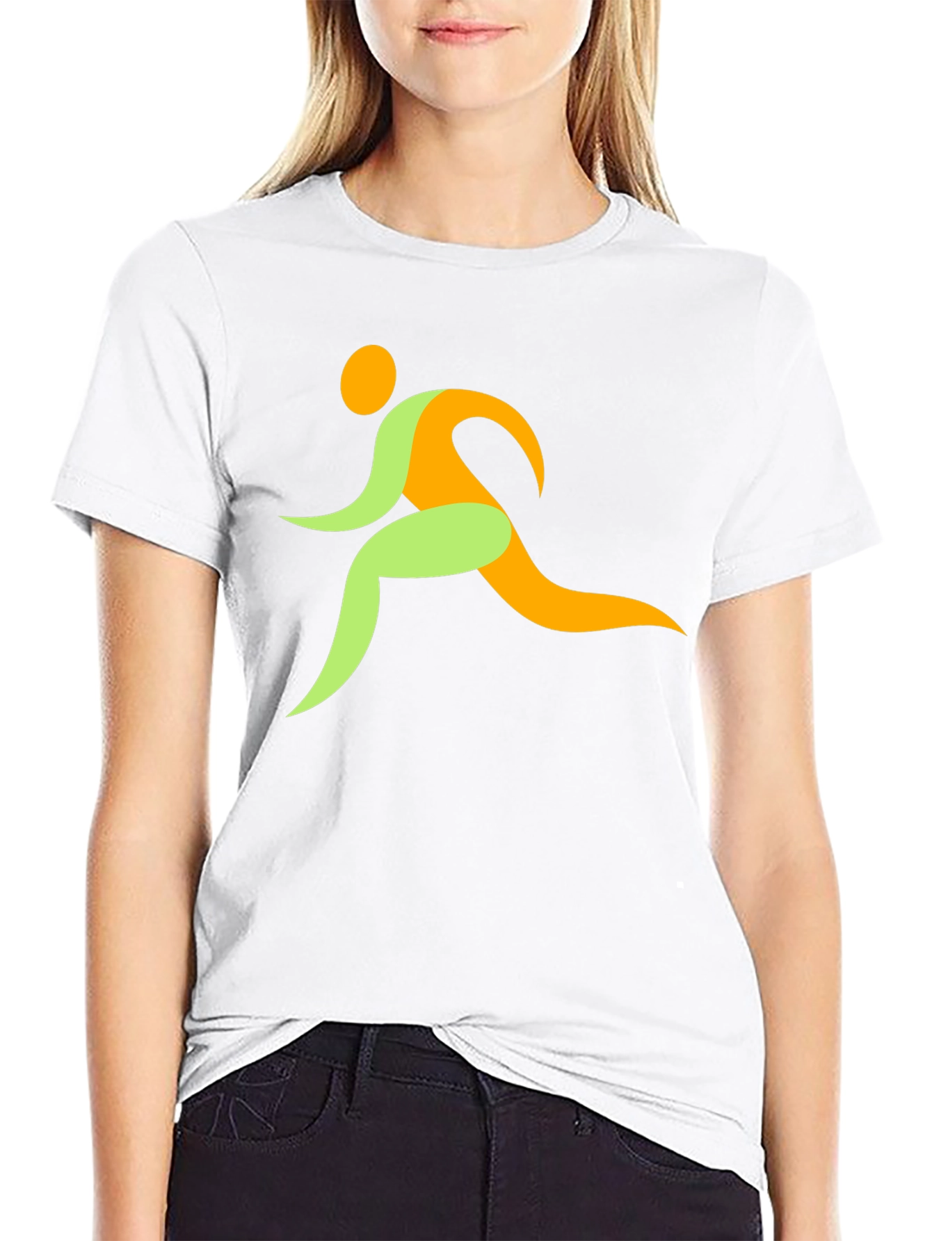 Mens Black Graphic Tee - Running Man Design