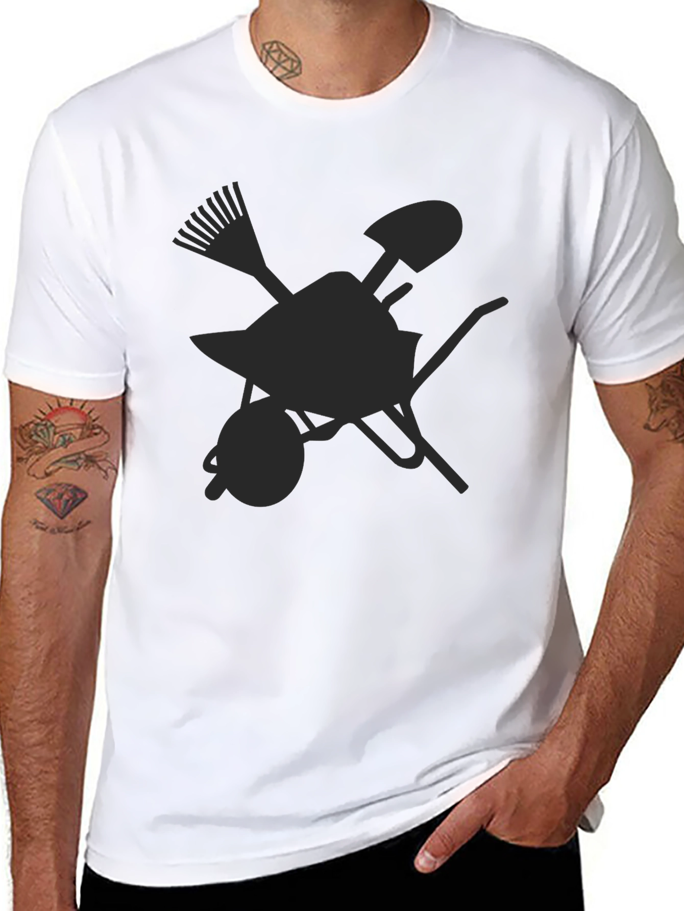 Gardening Tools Graphic Tee - Black Casual Shirt
