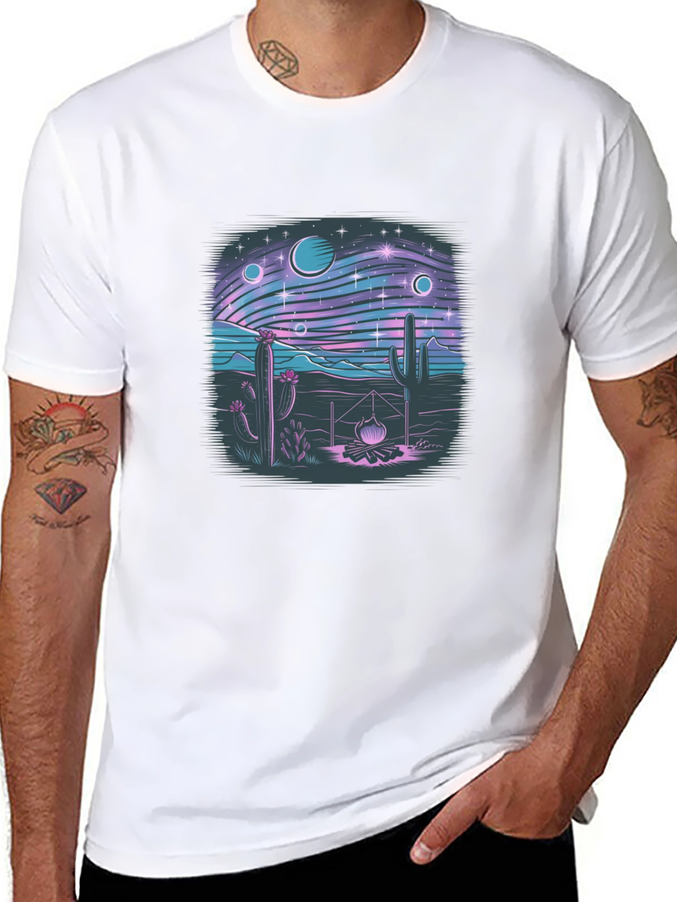Desert Galaxy Graphic Tee - Black Cotton T-Shirt