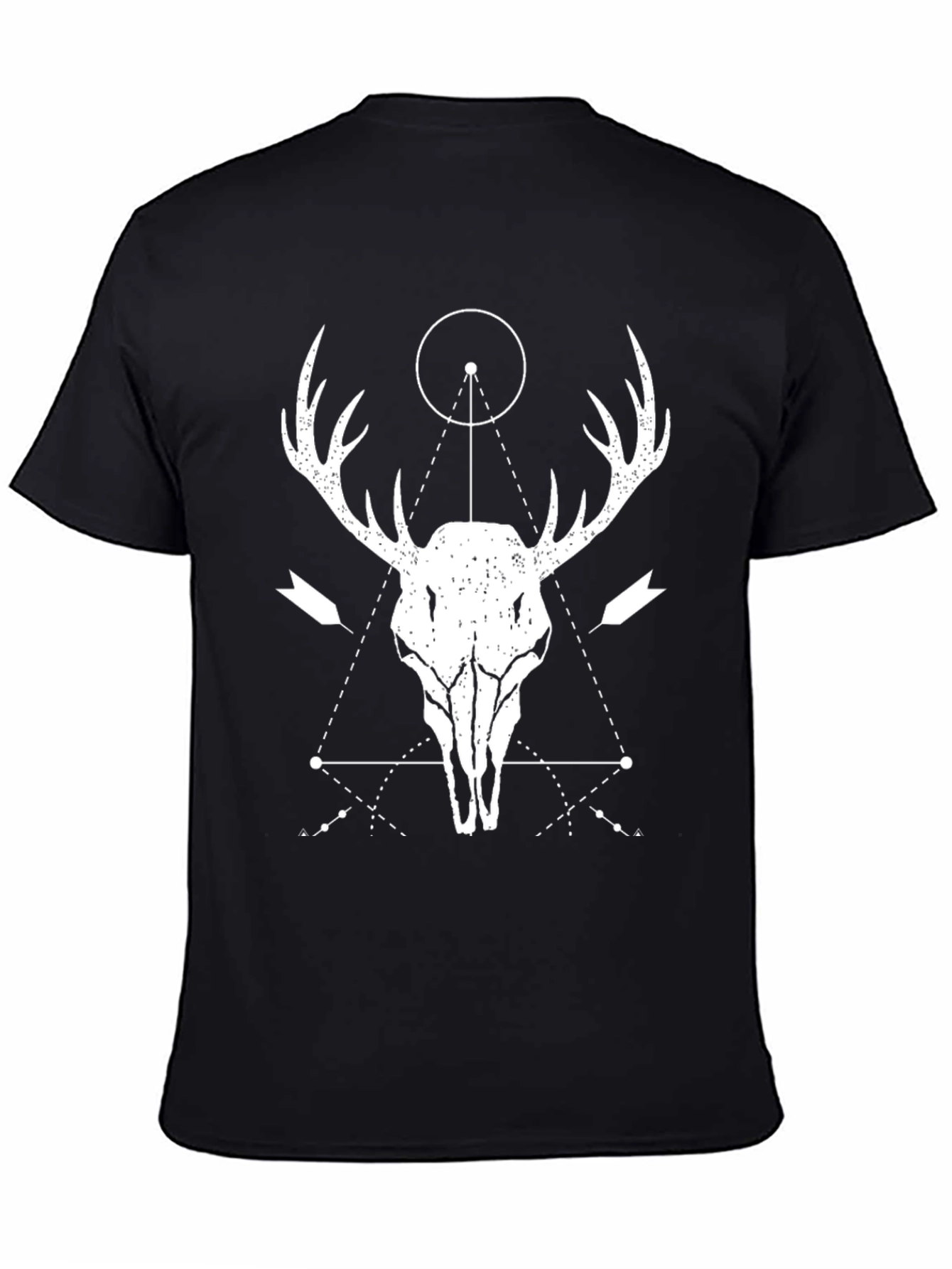 Geometric Deer Skull Graphic T-Shirt