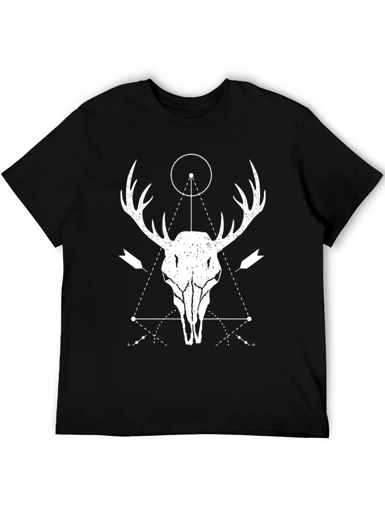 Geometric Deer Skull Graphic T-Shirt