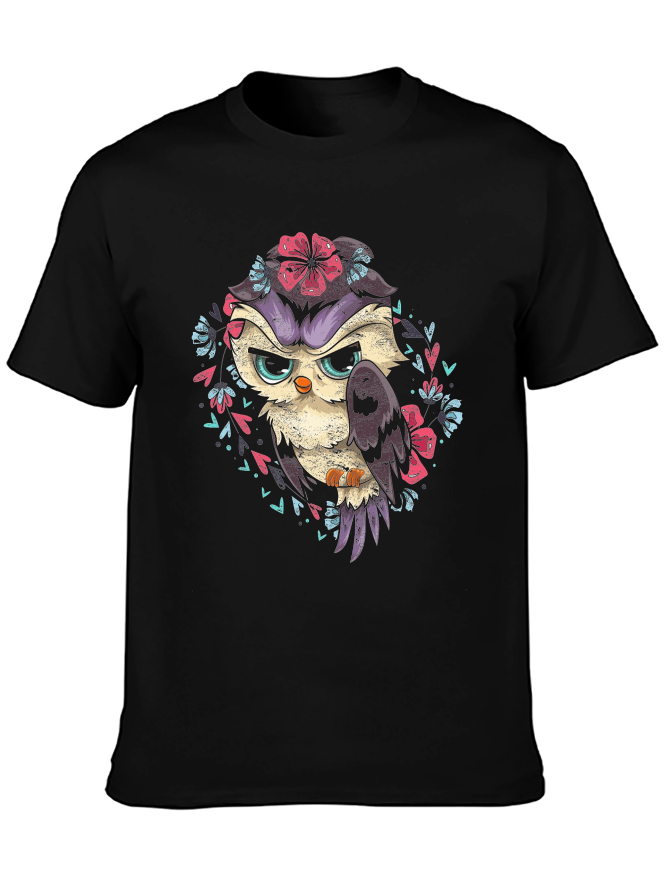 Owl Floral T-Shirt - Dark Graphic Tee
