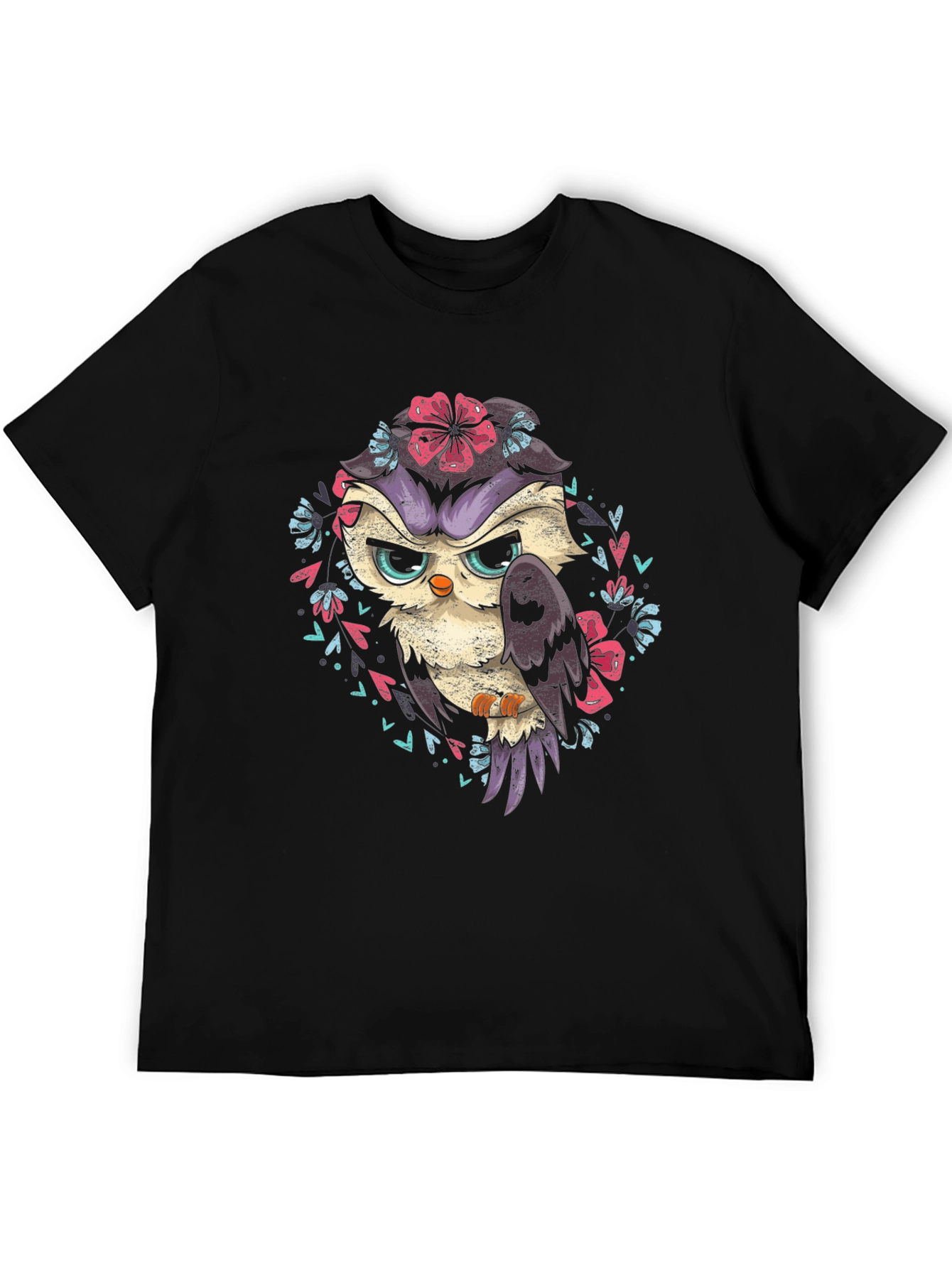Owl Floral T-Shirt - Dark Graphic Tee