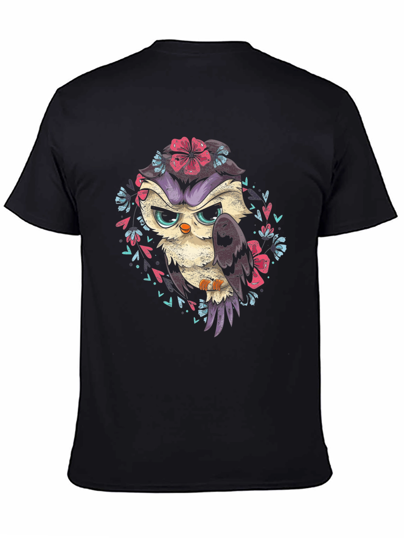 Owl Floral T-Shirt - Dark Graphic Tee