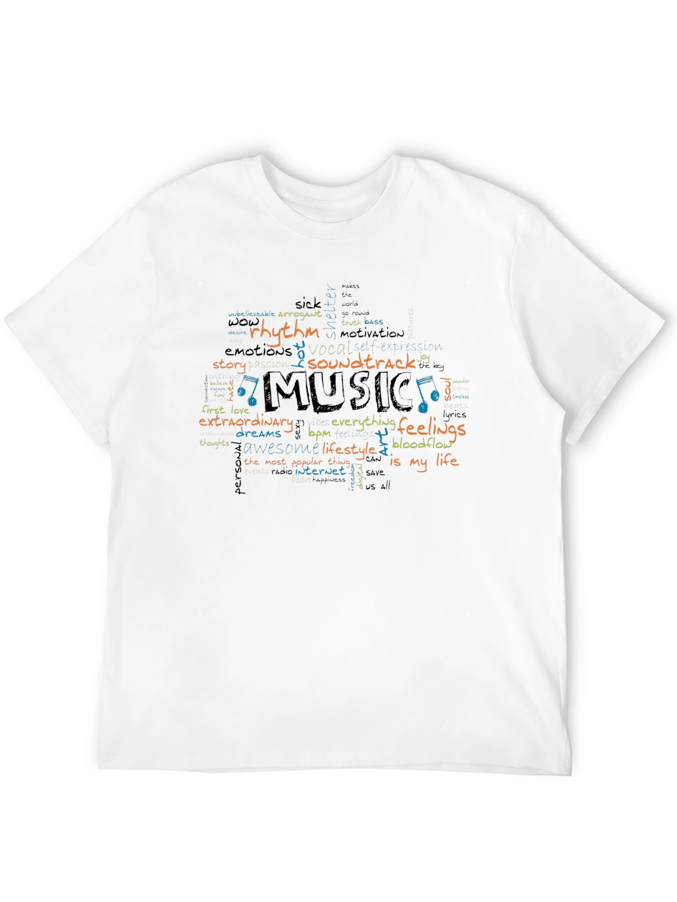 Music Lovers Word Cloud Tee - Black