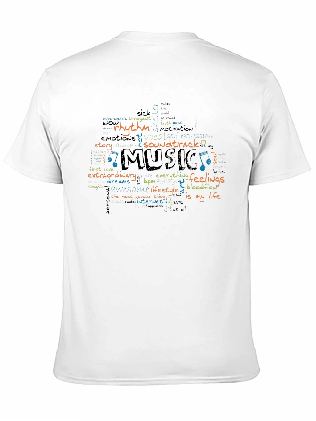 Music Lovers Word Cloud Tee - Black