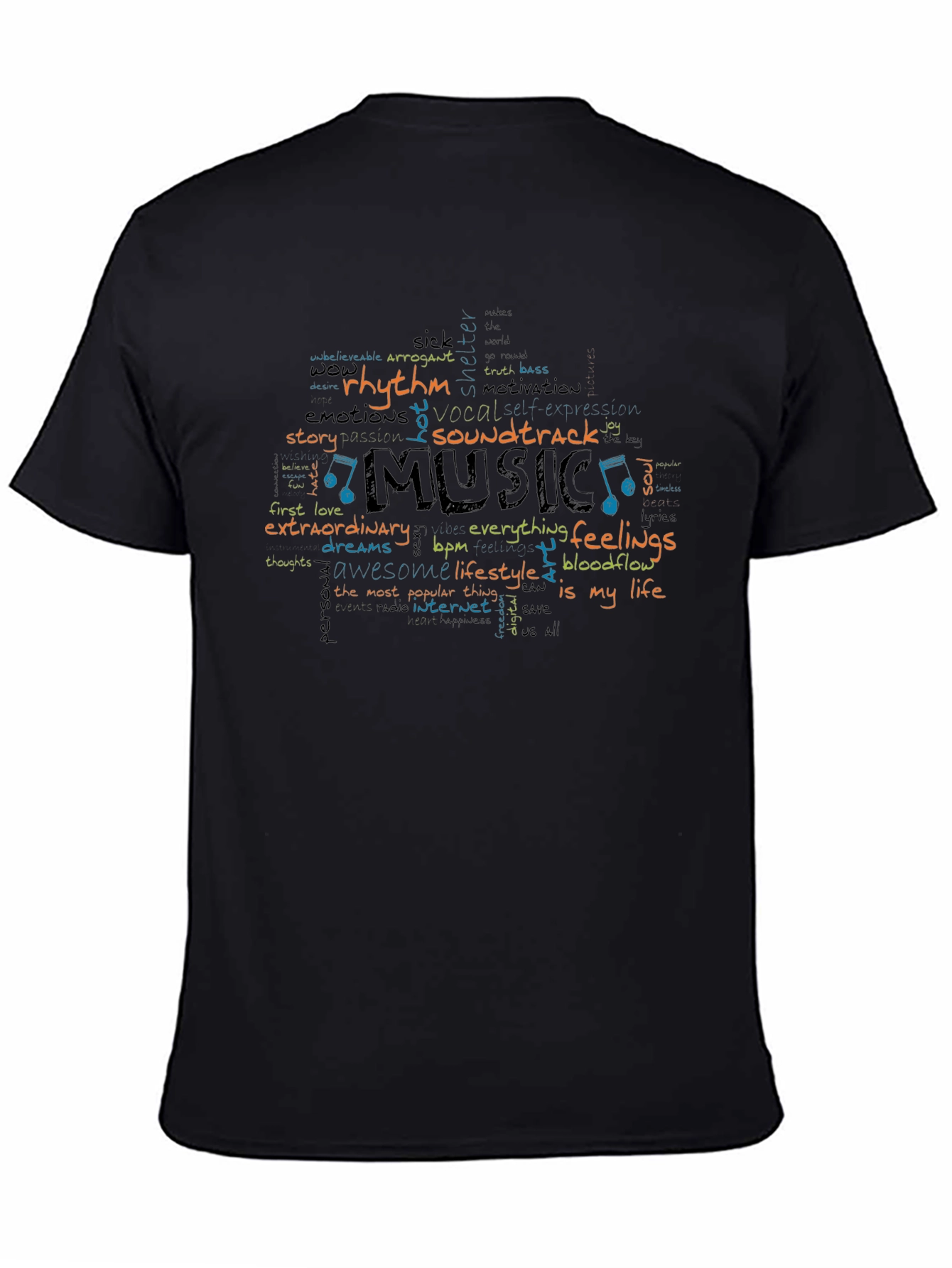 Music Lovers Word Cloud Tee - Black
