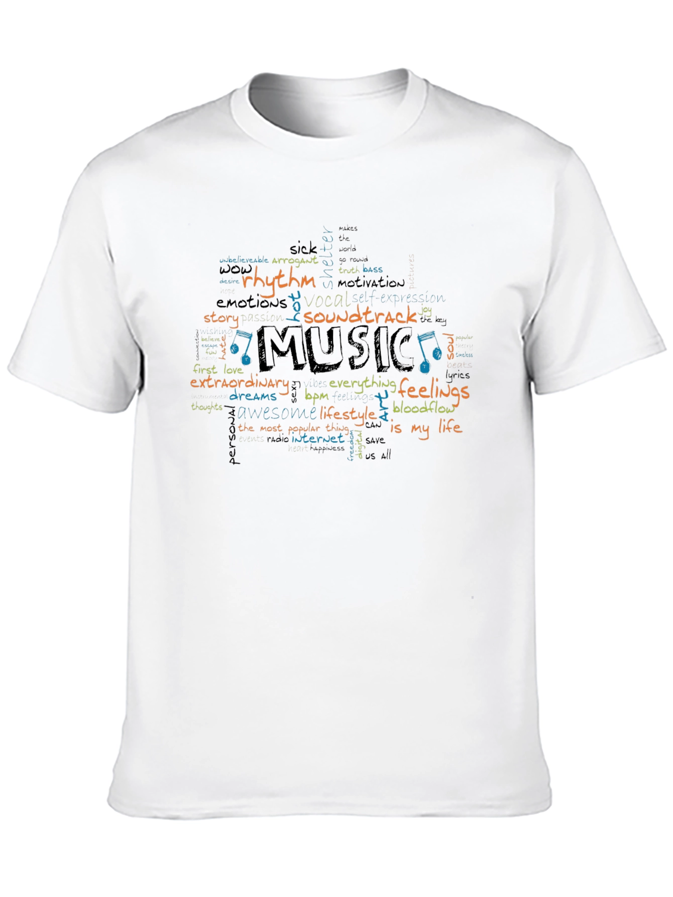 Music Lovers Word Cloud Tee - Black