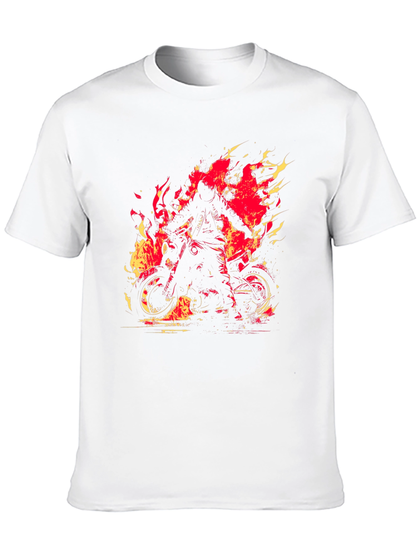 Fiery Rider Graphic Tee - Black Motorcycle T-Shirt