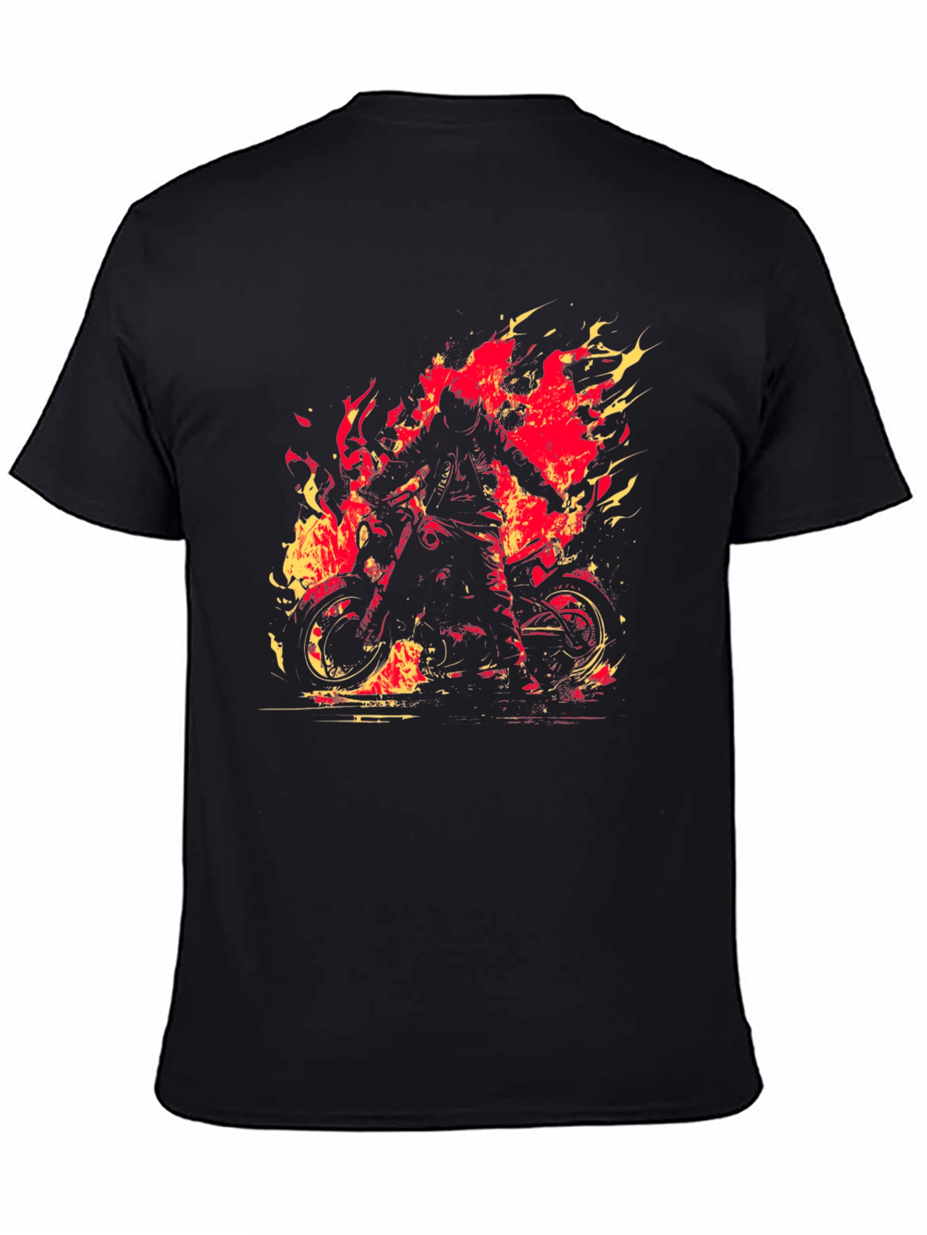 Fiery Rider Graphic Tee - Black Motorcycle T-Shirt