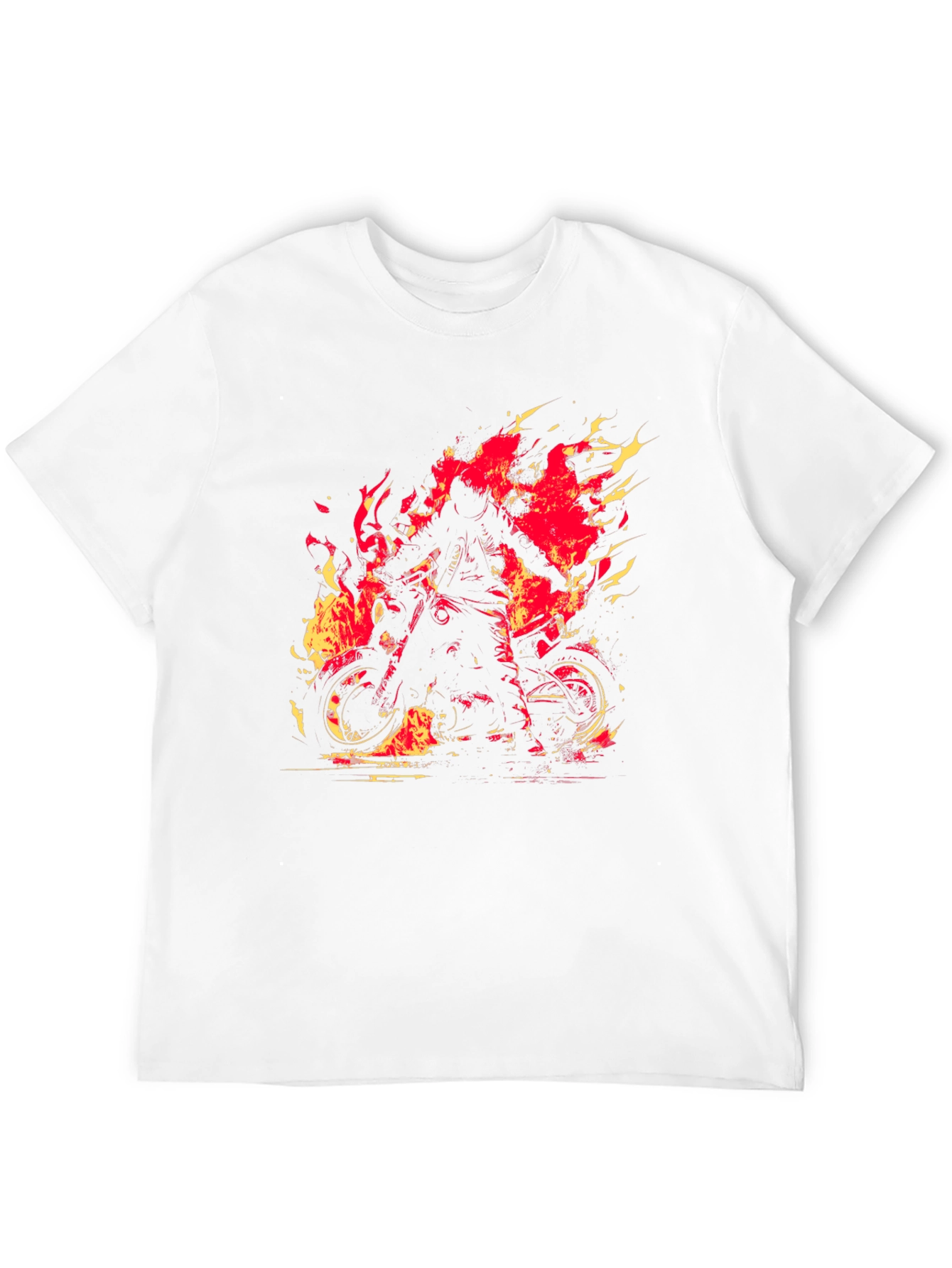 Fiery Rider Graphic Tee - Black Motorcycle T-Shirt