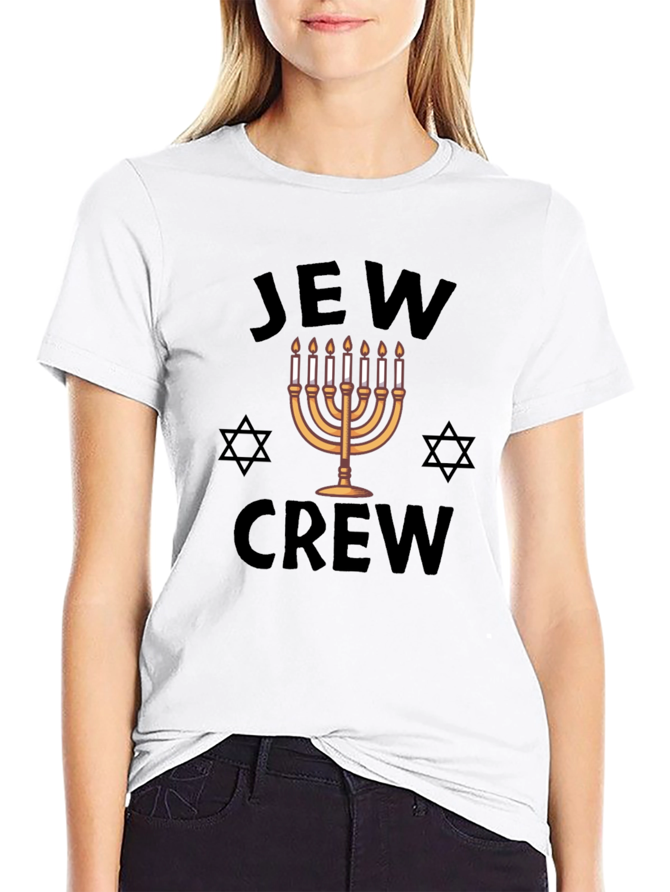 Jew Crew Graphic Tee - Black Cotton Blend T-Shirt