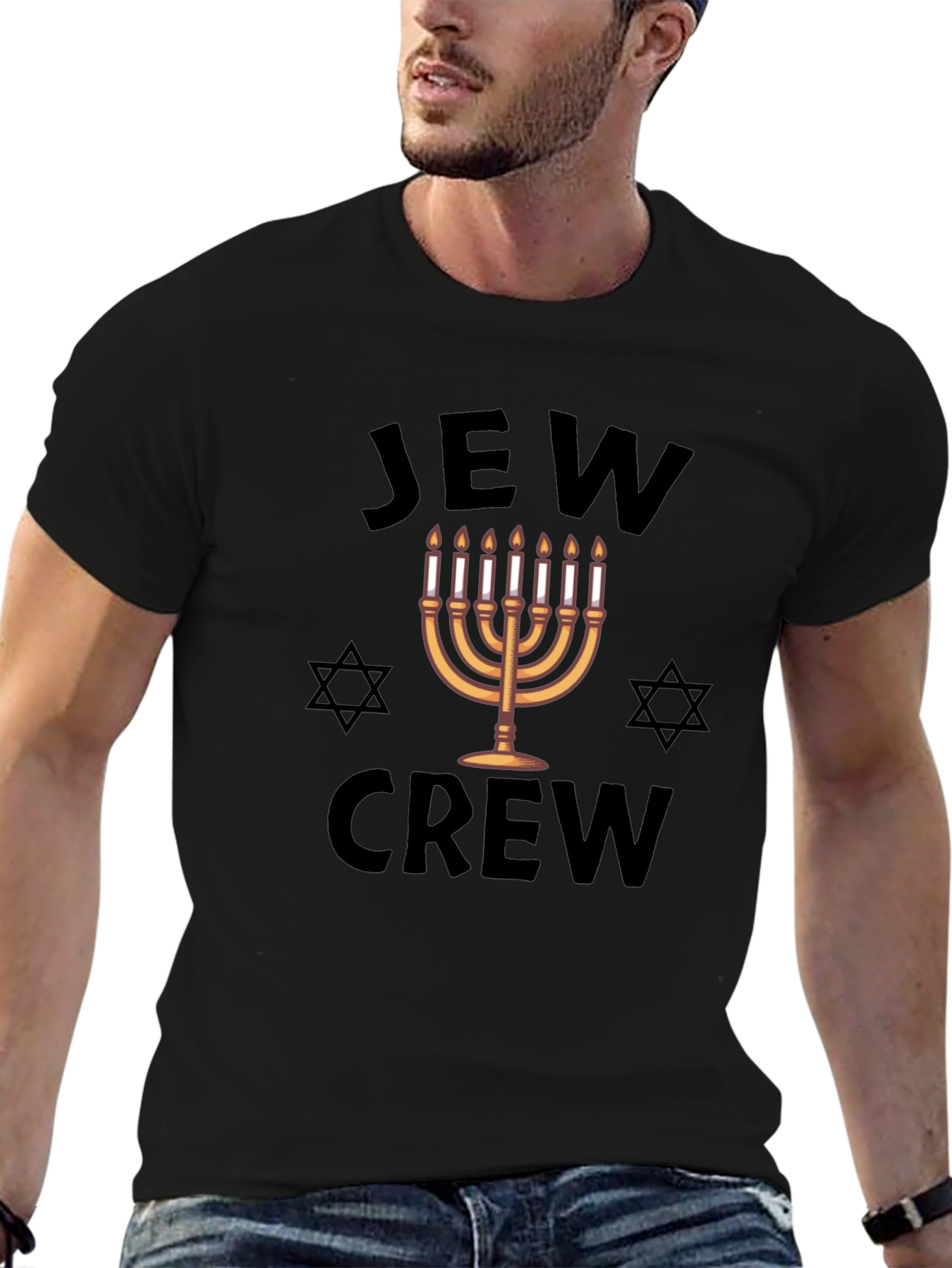 Jew Crew Graphic Tee - Black Cotton Blend T-Shirt