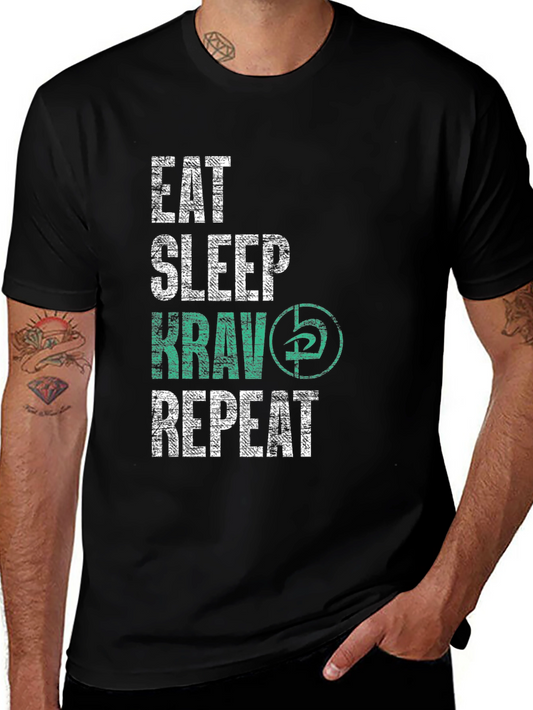 Eat Sleep Krav Repeat Black T-Shirt