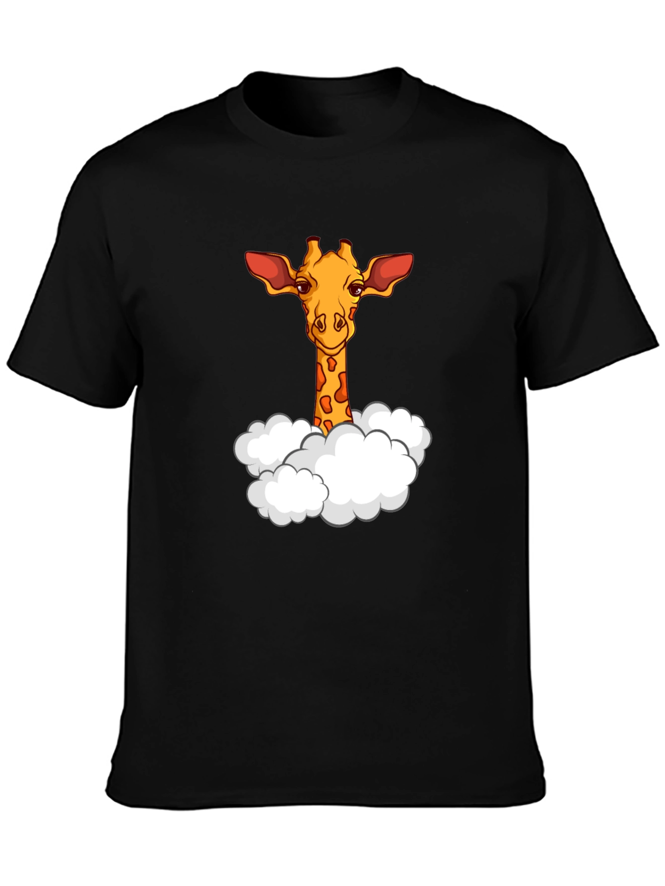 Giraffe in Clouds Graphic T-Shirt - Black