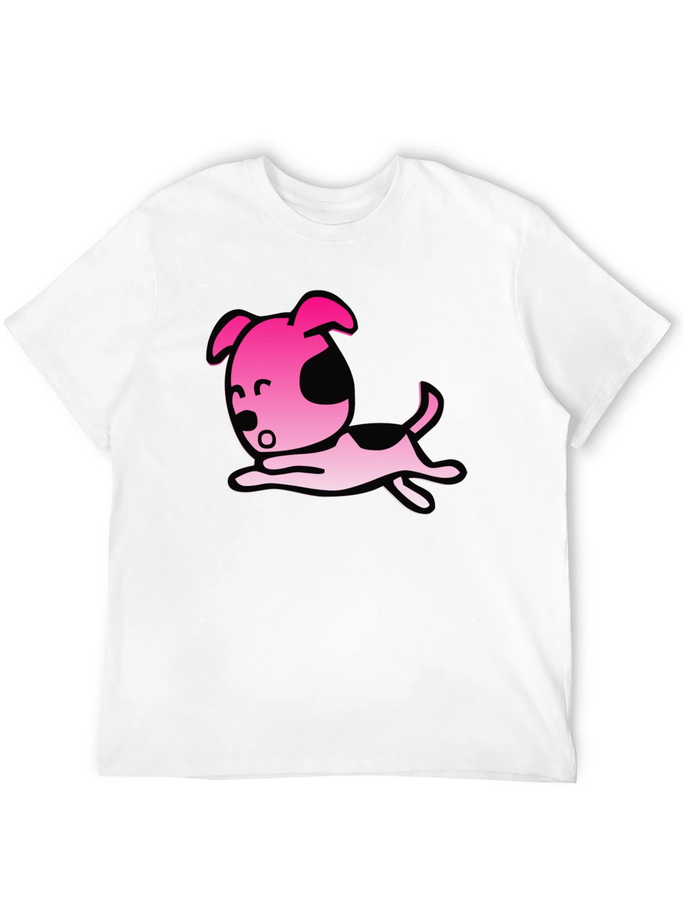 Cartoon Dog Graphic T-Shirt - Black Casual Tee