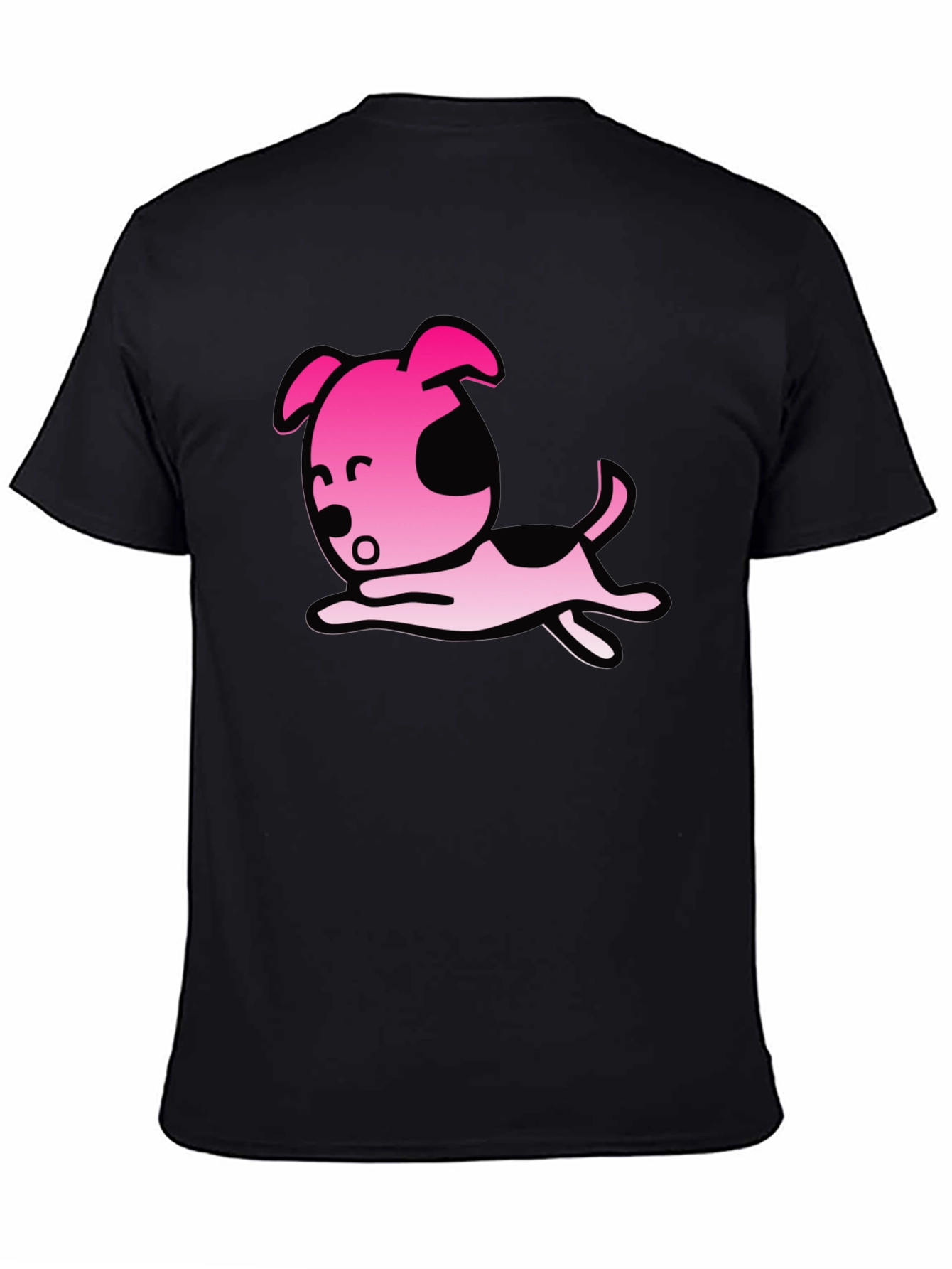 Cartoon Dog Graphic T-Shirt - Black Casual Tee