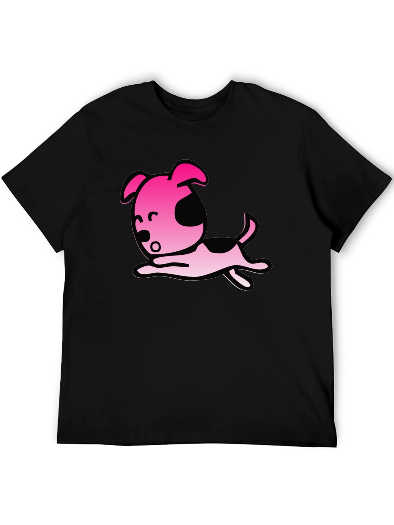 Cartoon Dog Graphic T-Shirt - Black Casual Tee