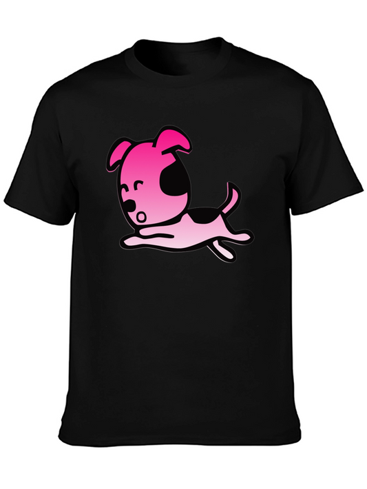 Cartoon Dog Graphic T-Shirt - Black Casual Tee