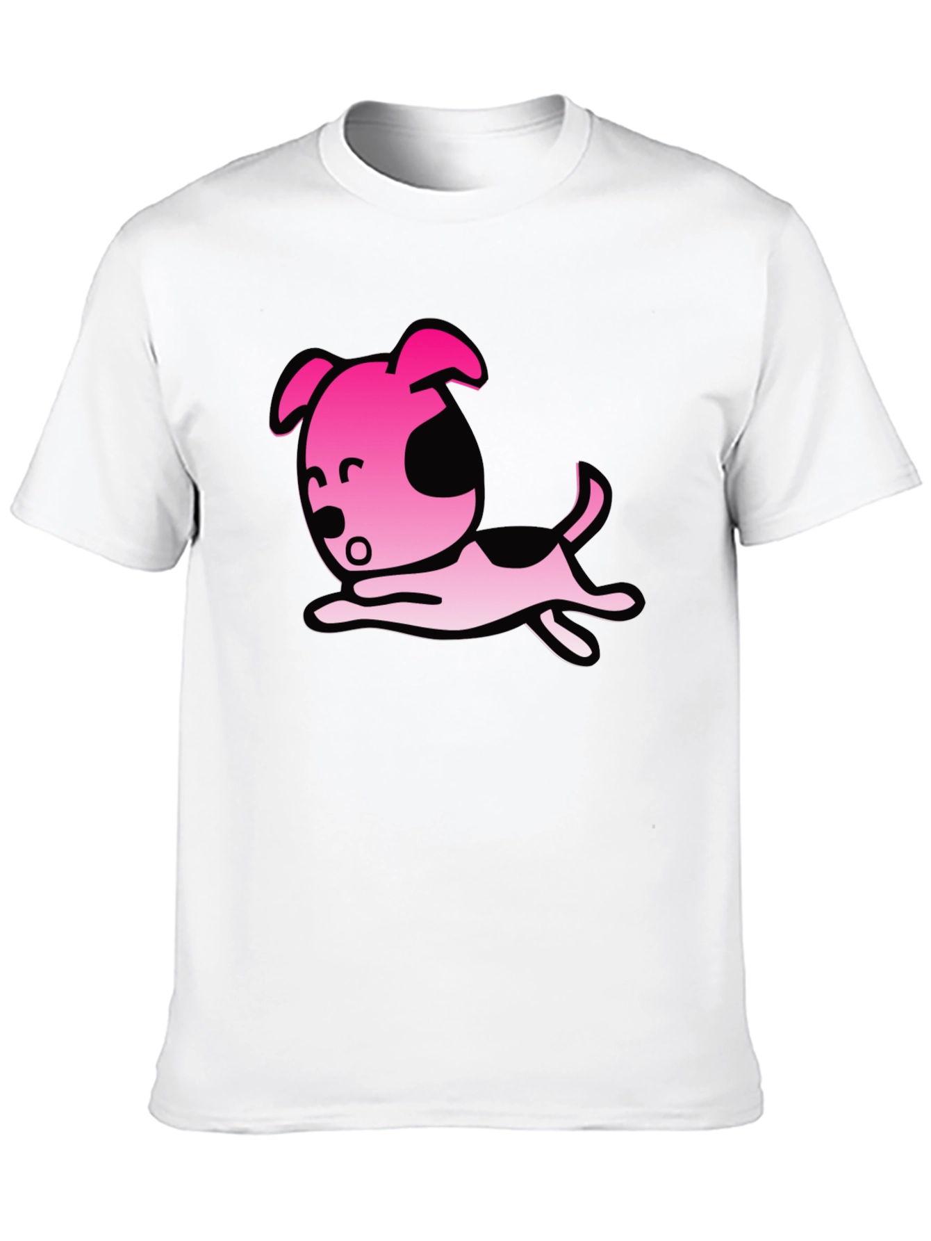 Cartoon Dog Graphic T-Shirt - Black Casual Tee