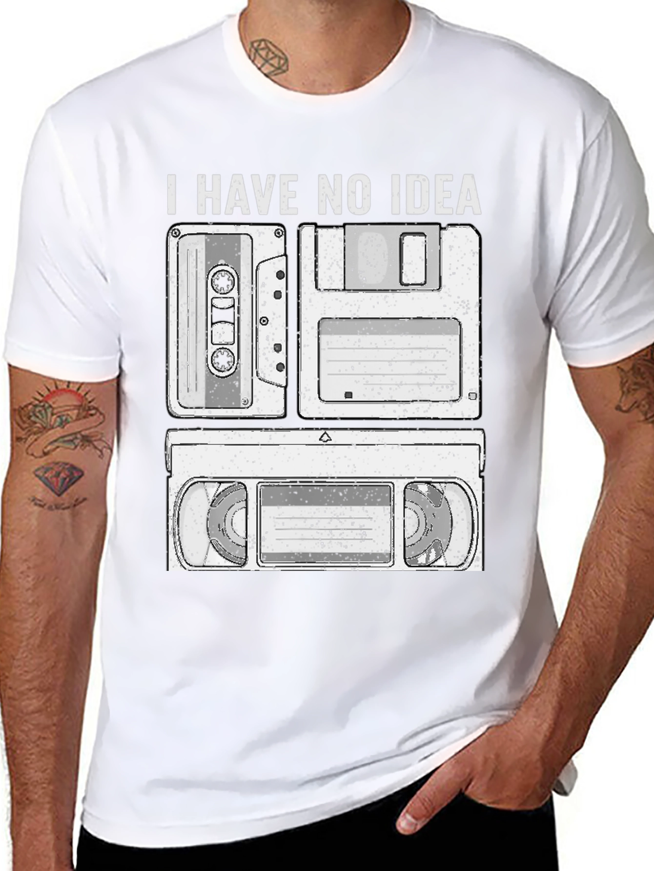 Retro Tech T-Shirt - Cassette Floppy Disk VHS