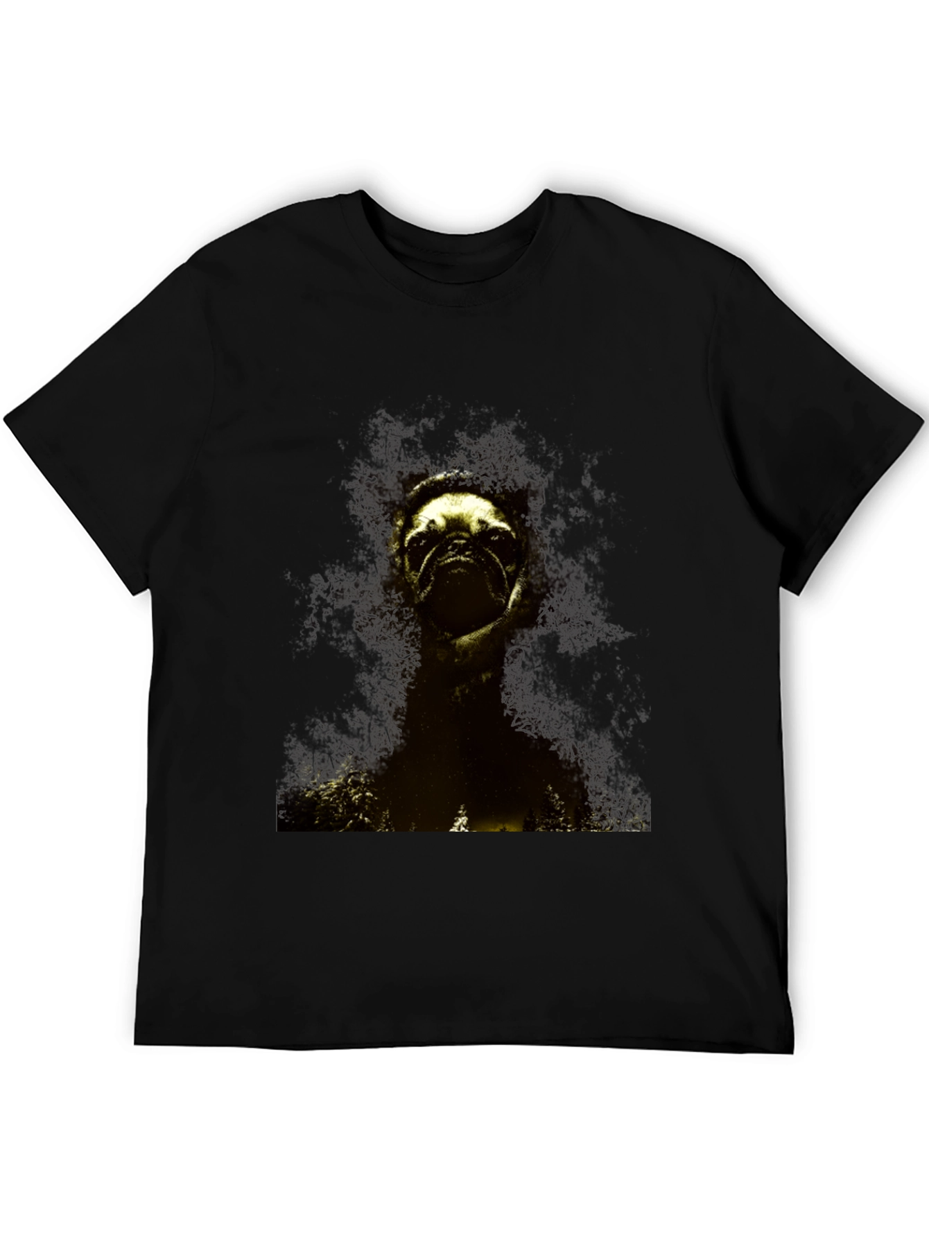 Pug in the Woods Black T-Shirt