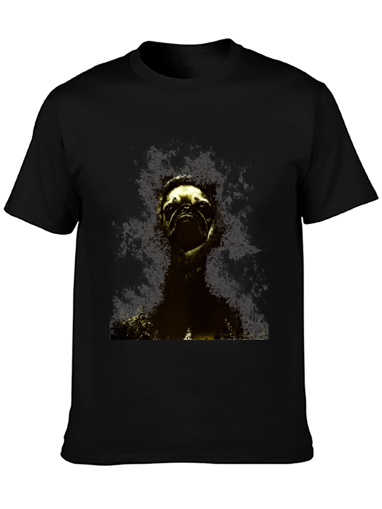 Pug in the Woods Black T-Shirt
