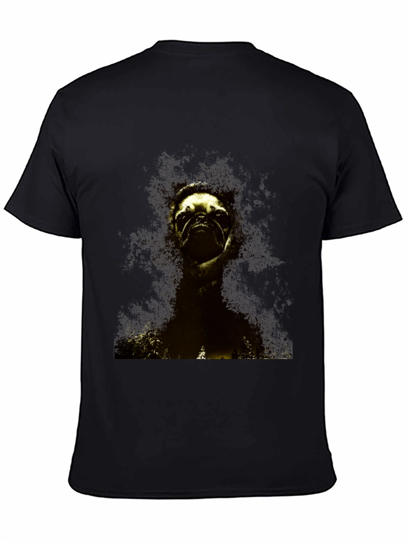 Pug in the Woods Black T-Shirt
