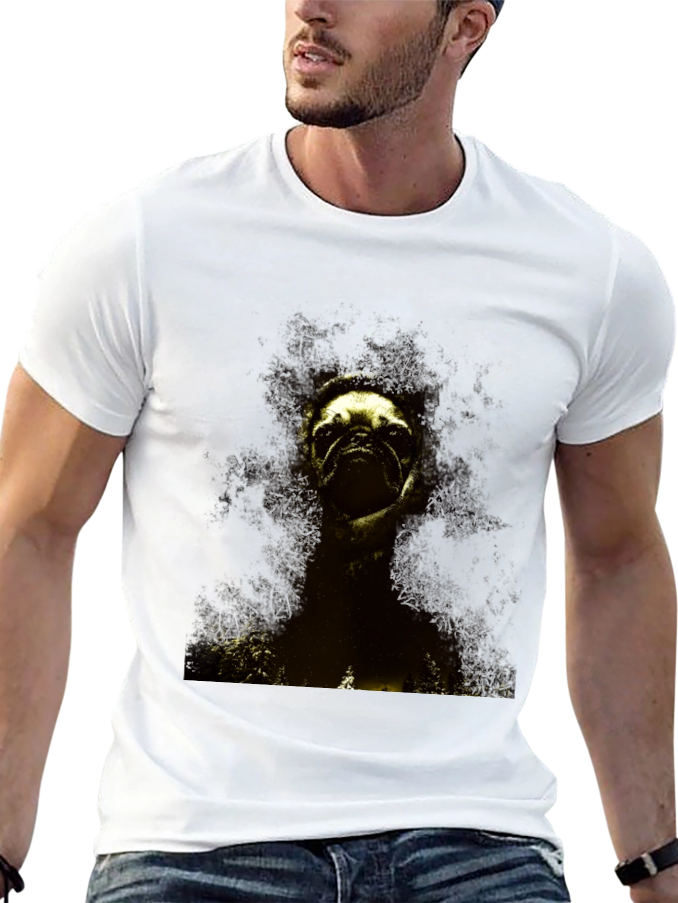 Pug in the Woods Black T-Shirt