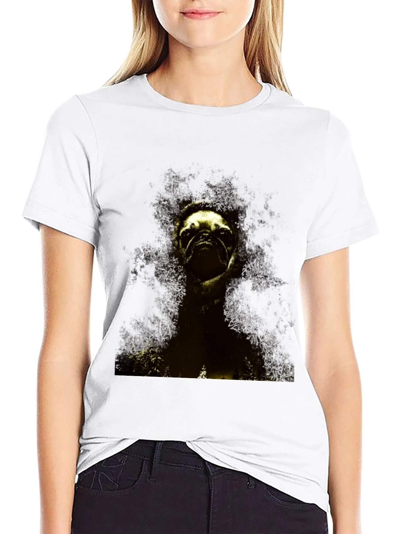 Pug in the Woods Black T-Shirt