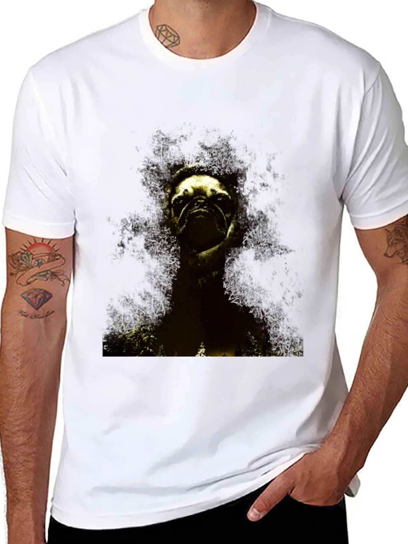 Pug in the Woods Black T-Shirt