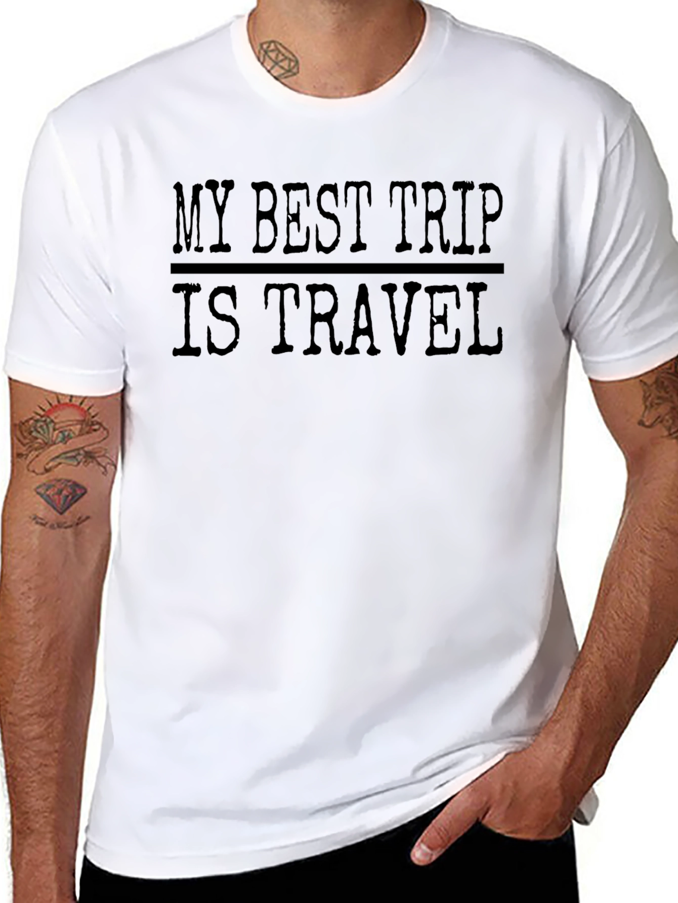 My Best Trip is Travel Black Graphic T-Shirt