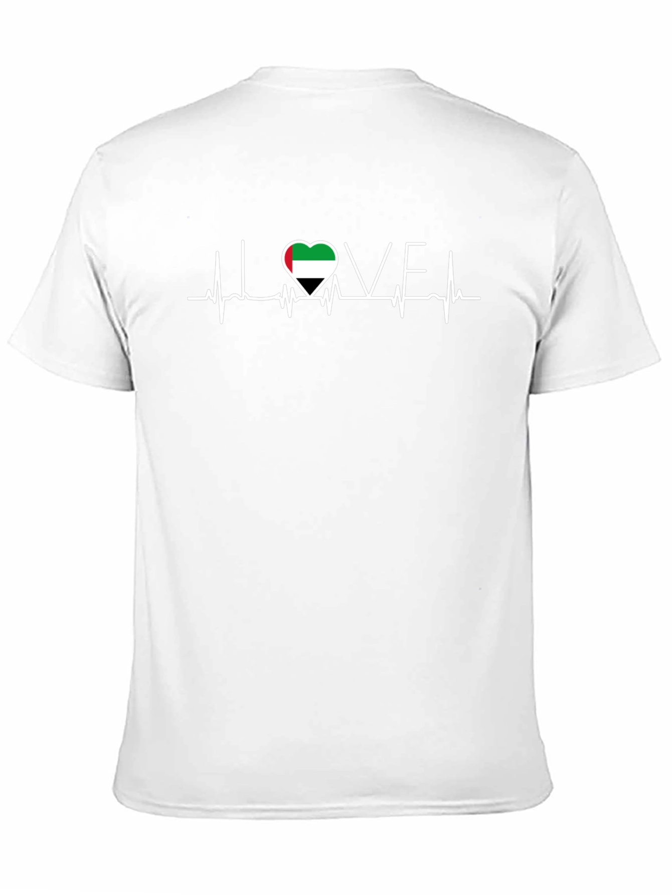 UAE Flag Heartbeat Love T-Shirt - Black