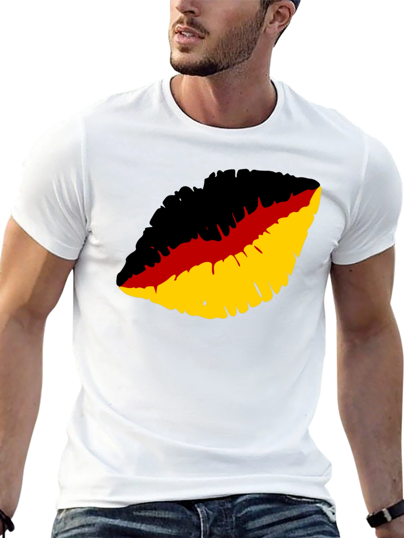 German Flag Lips Graphic Tee - Black