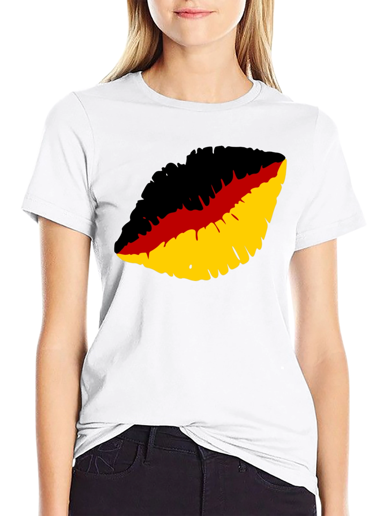 German Flag Lips Graphic Tee - Black