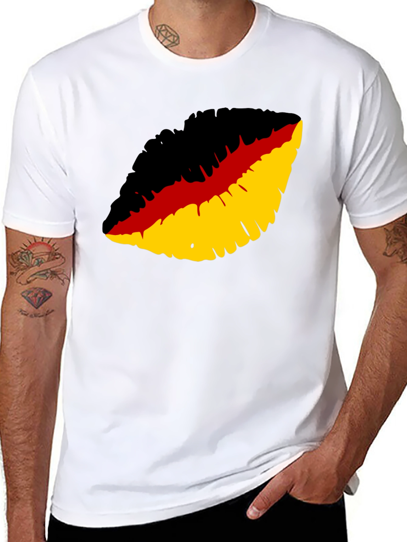 German Flag Lips Graphic Tee - Black