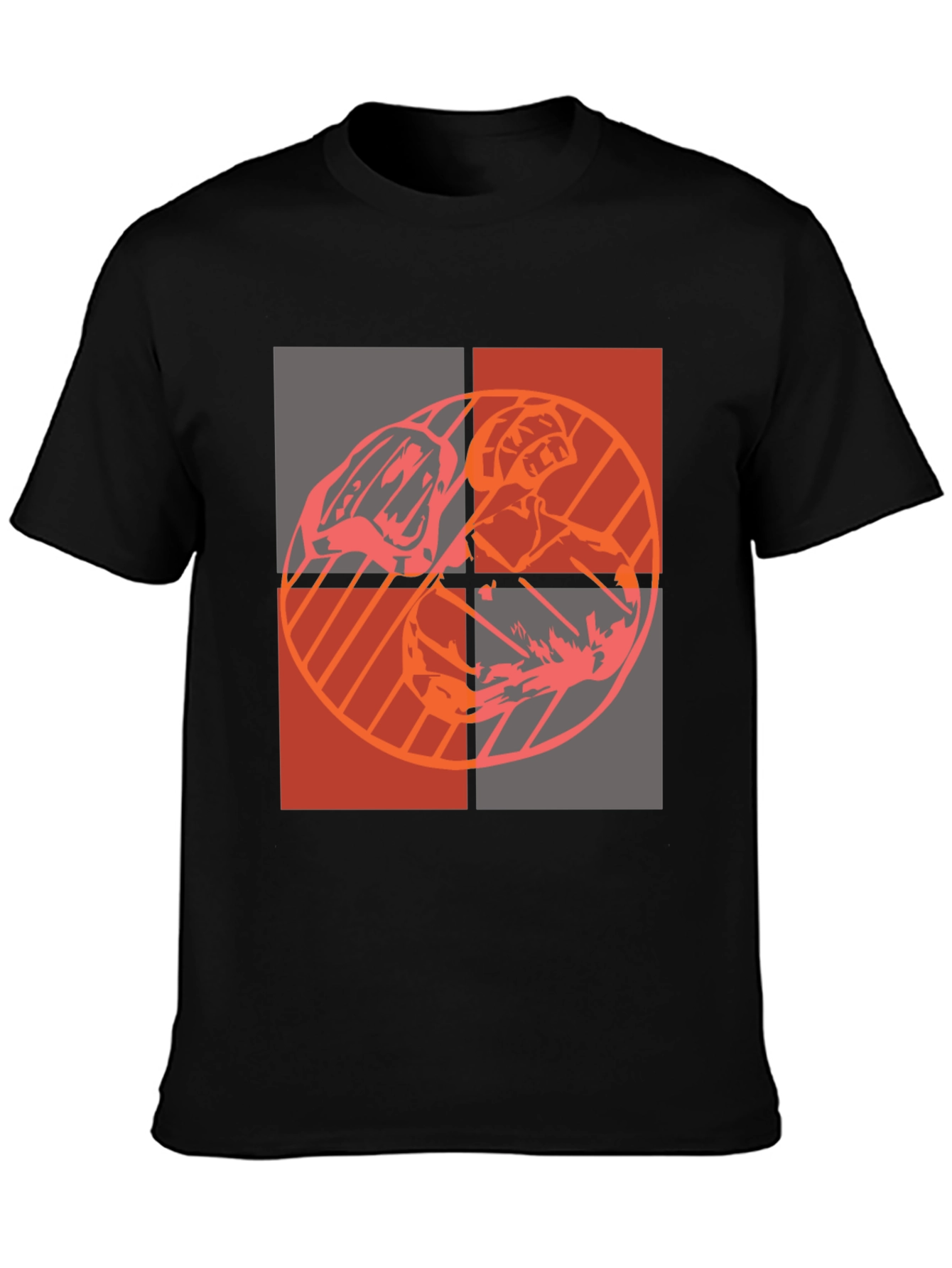 Geometric Graphic Print Black T-Shirt
