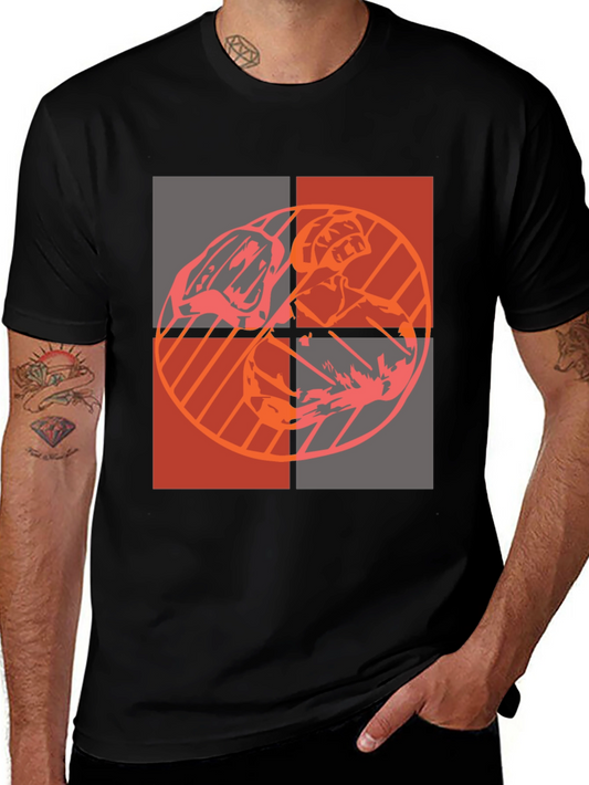 Geometric Graphic Print Black T-Shirt