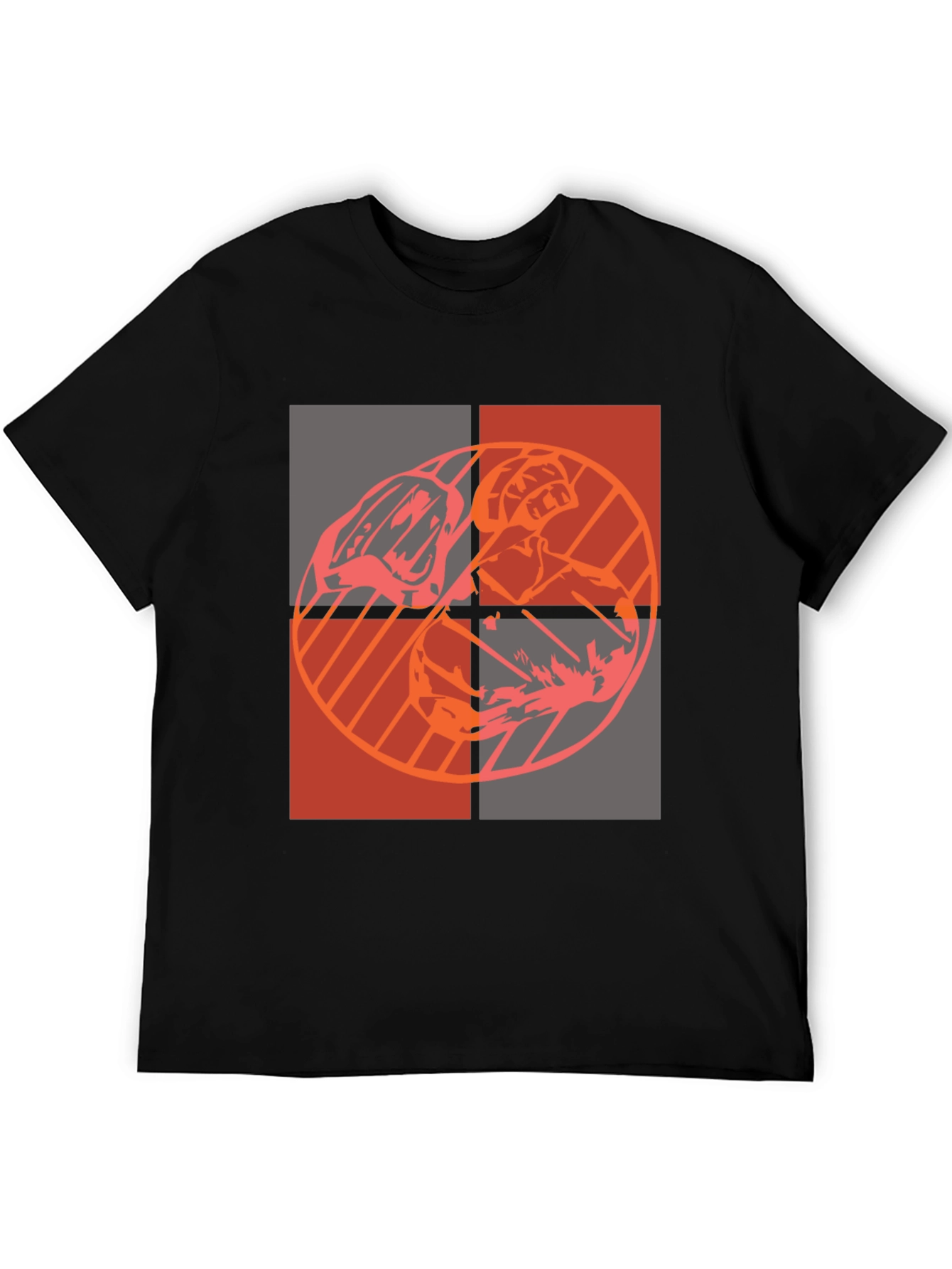Geometric Graphic Print Black T-Shirt