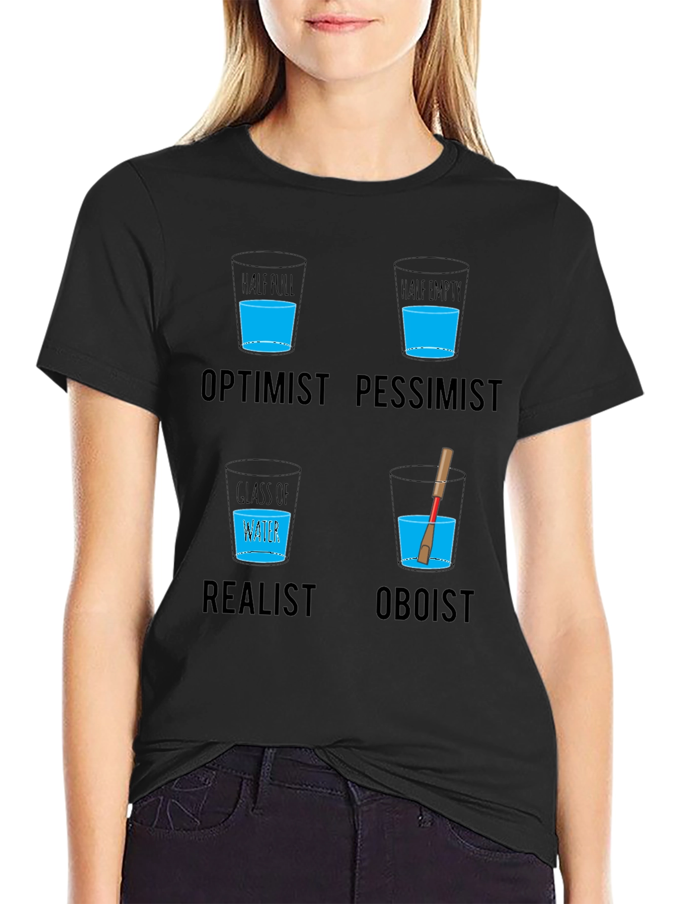 Optimist Pessimist Oboist T-Shirt - Funny Musician Tee